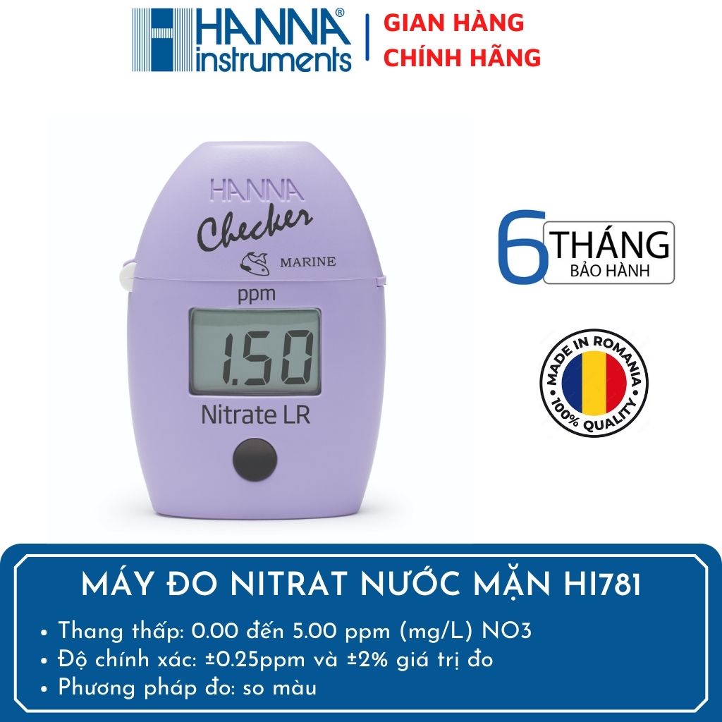 Máy Đo Nitrat Cho Nước Mặn HI781 - Dùng cho Bể Cá nước mặn - Hồ nuôi trồng Thủy Sản