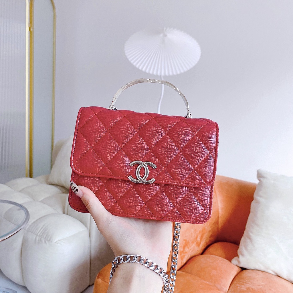 Túi Đeo Chéo Một Dây Xích Nhỏ Sơn Màu Kim Cương Cổ Điển Mới 2022