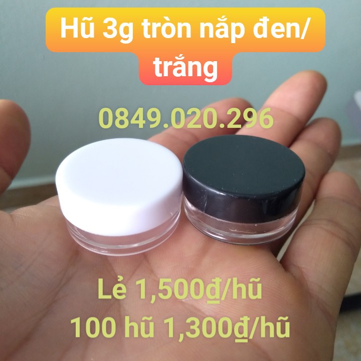 Combo 100 hũ chiết mỹ phẩm 3 gam tròn