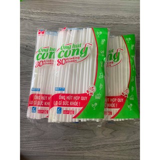 ống hút cong - gói 80 ống