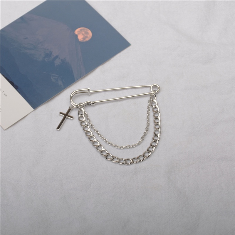 Ghim Cài Áo Hình Dây Xích Kim Loại Phong Cách Harajuku Hip Hop Thời Trang Cho Nam Và Nữ