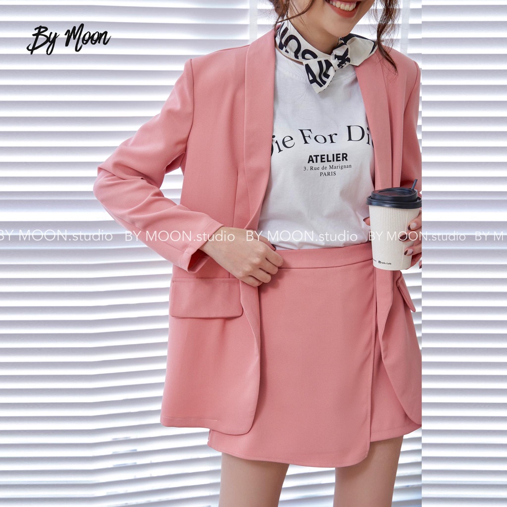 Áo Blazer nữ set áo blazer và chân váy giả quần thời trang nữ thiết kế BY MOON S001