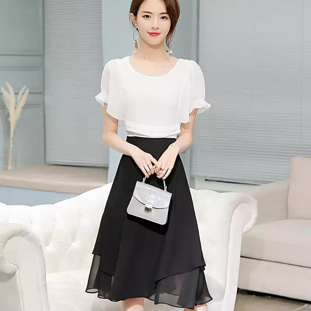 V58 Váy công sở, váy liền thân, váy xòe dáng dài phong cách Hàn quốc