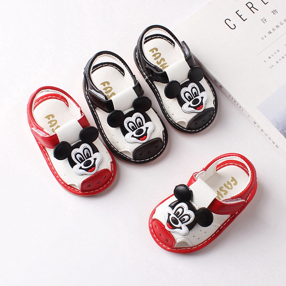 1-2 Years Newborn Shoes Cartoon Mickey Baby Sandals Infant Toddler Sandals Shoes Size 15-19