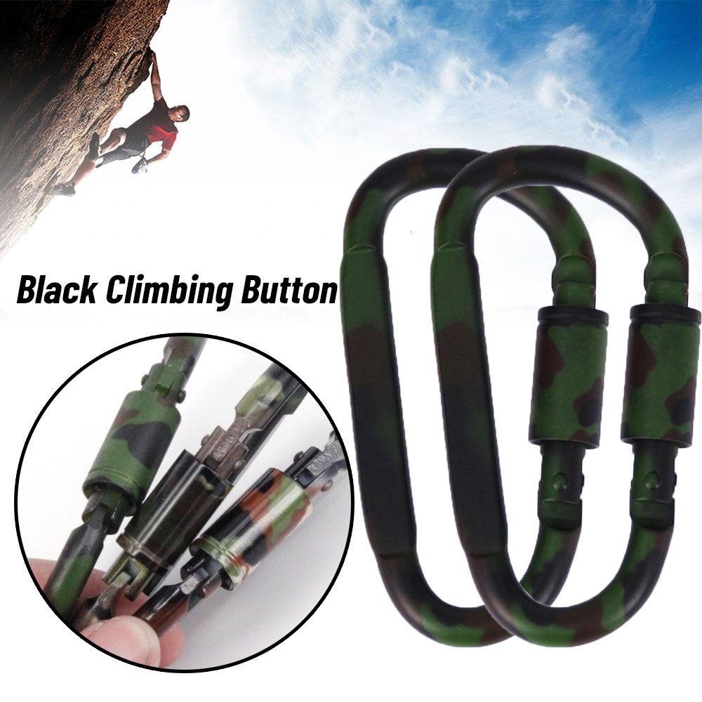 2 Móc Khóa Carabiner Leo Núi Bằng Hợp Kim Màu Đen