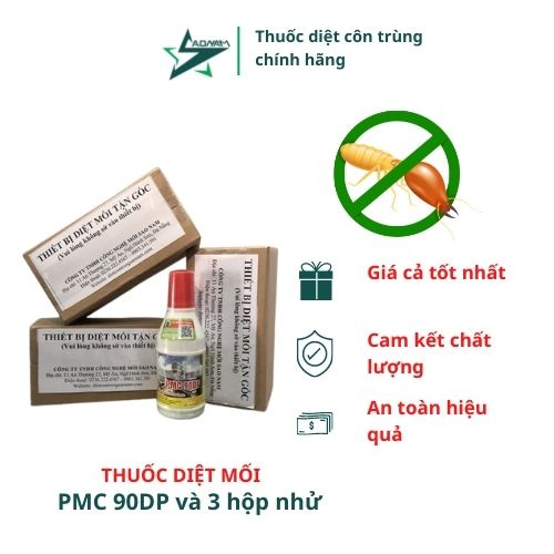 Thuốc diệt mối tận gốc PMC 90DP và 3 hộp nhử hiệu quả cao, dễ sử dụng