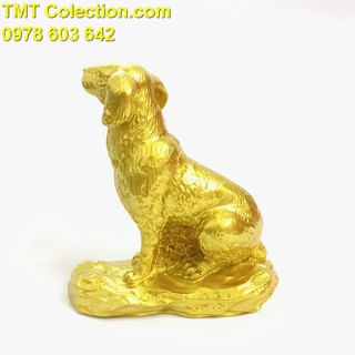 Tượng Con Chó Vàng dùng để trưng bày, trên xe oto, làm quà tặng, biếu dịp Lễ, Tết, kỷ niệm, chất liệu nhựa - SP005238