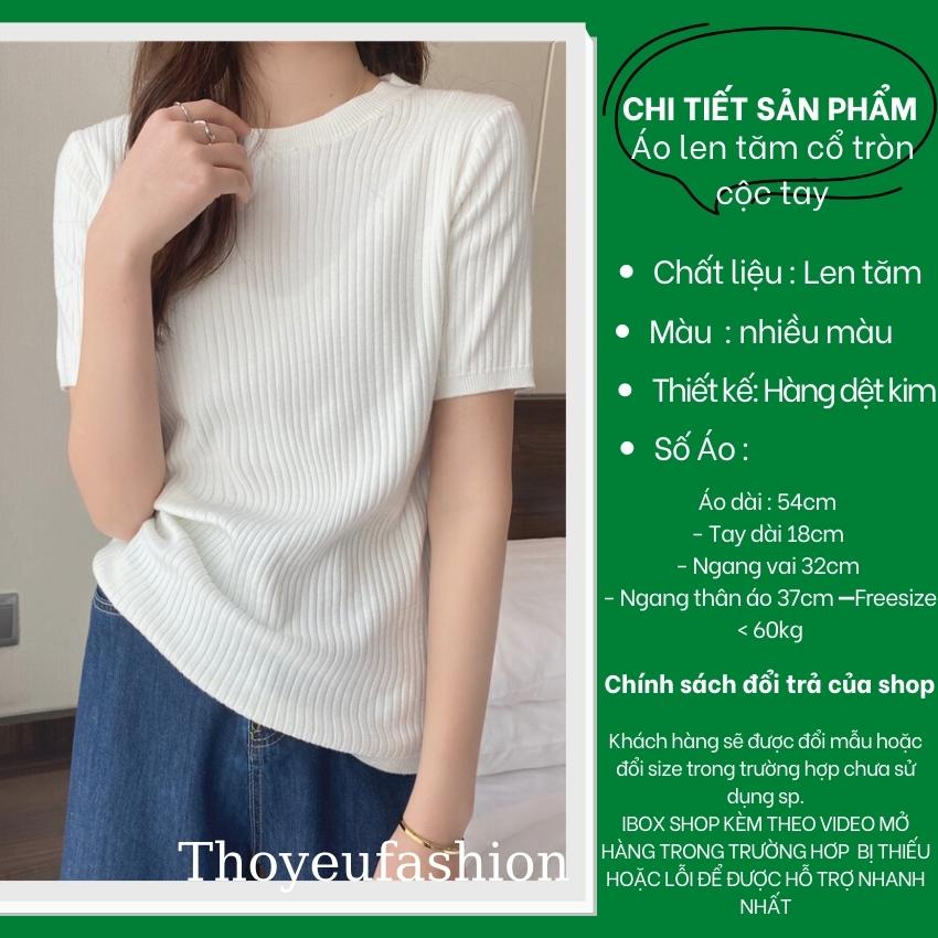 Áo Len Tăm Đũa Cộc Tay Dáng Ôm Cổ Tròn Basic M3029