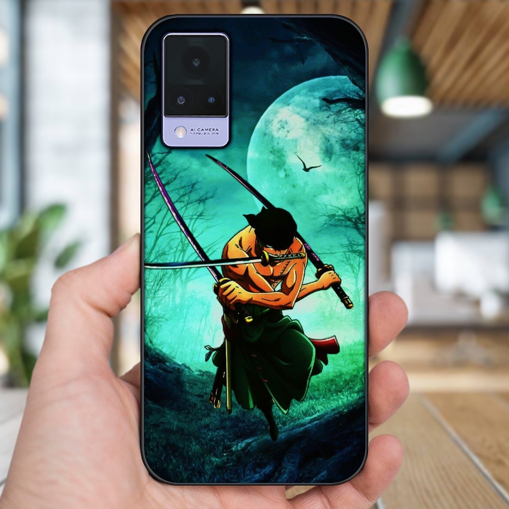 Ốp lưng Vivo V21 viền đen in hình Zoro One Piece