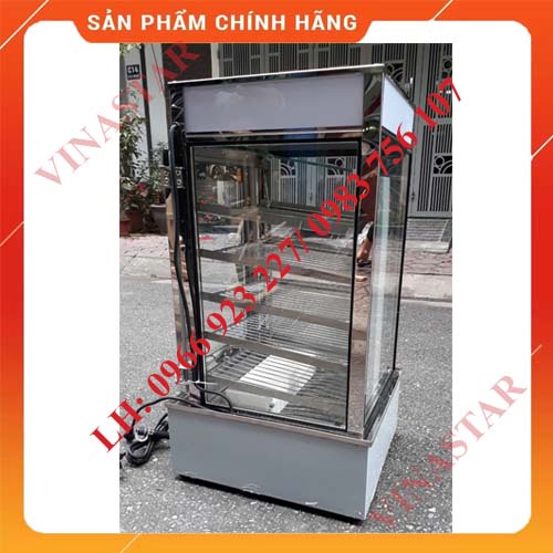 Tủ bánh bao trưng bày hấp nóng bánh INox kính trong suốt chịu nhiệt