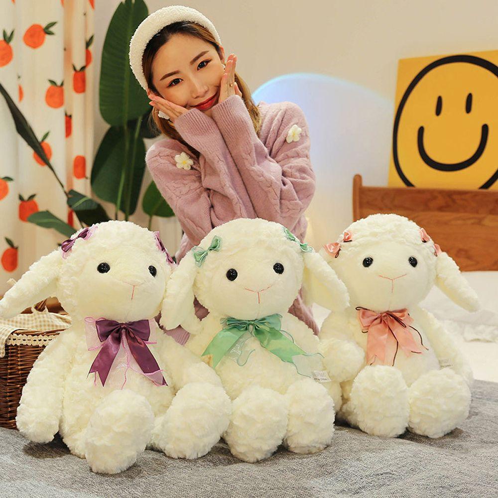 Thú Nhồi Bông Hình Cừu Thắt Nơ Mềm Mại Trang Trí Nhà Cửa