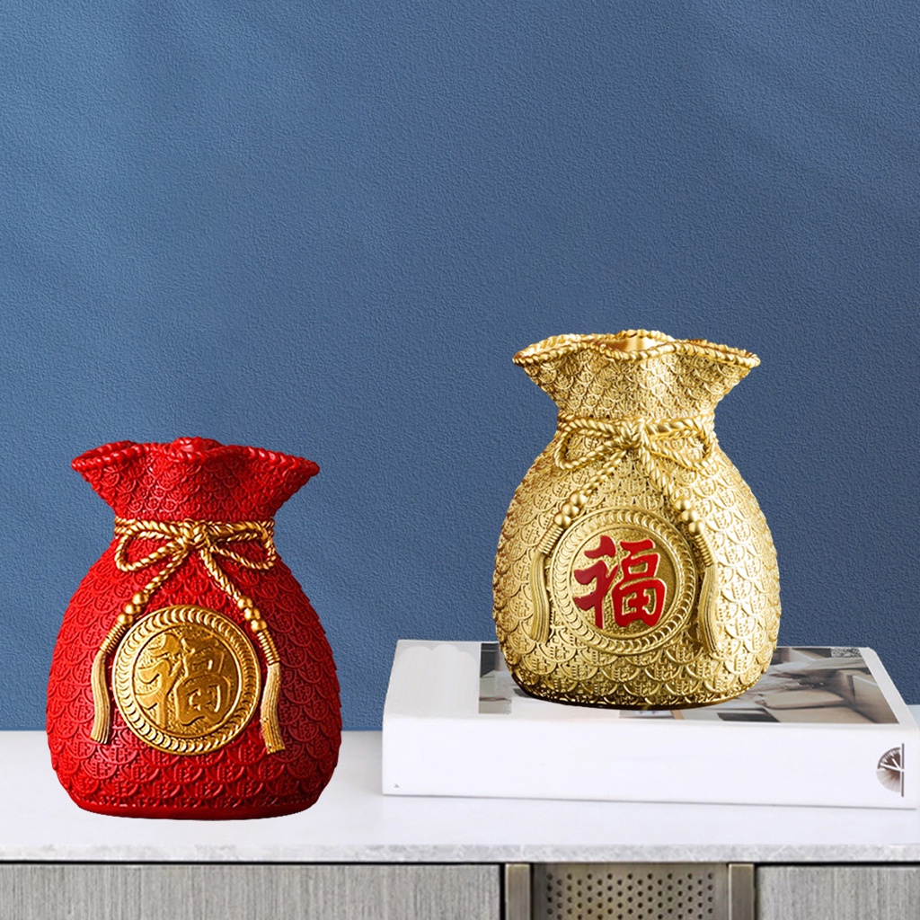 Chậu hoa phong thủy hình túi tiền phong cách Trung Hoa dùng trang trí văn phòng/tiệc cưới