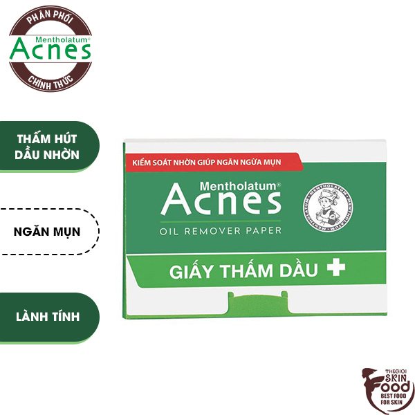 [100 tờ] Giấy Thấm Dầu Giúp Kiểm Soát Nhờn, Ngăn Ngừa Mụn Acnes Oil Remover Paper