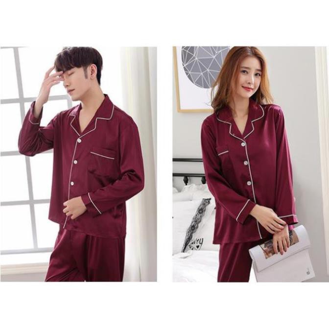 [freeship 50k] bộ pijama Nam, Nữ dài tay chất liệu vải lụa satin cao cấp có ảnh thật + video  ྇ ྇ ྇ ❕