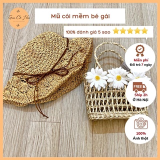 Mũ cói trẻ em 5-10 tuổi nón đi biển cho bé gái mềm có thể gập nhỏ ship 1h lỗi 1 đổi 1