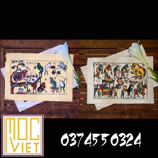 Cặp Tranh Đông Hồ - Đám cưới chuột - Thầy đồ cóc