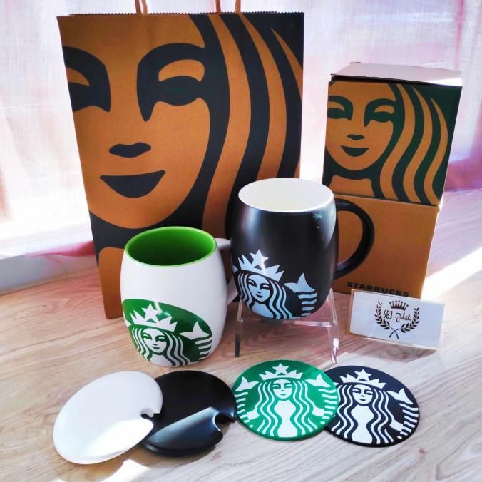 Starbucks Ly Sứ Uống Nước Starbuck 400ml Cao Cấp Đen