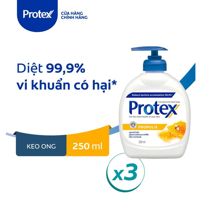 Combo 3 Nước rửa tay diệt khuẩn Protex Propolis keo ong 250ml/chai