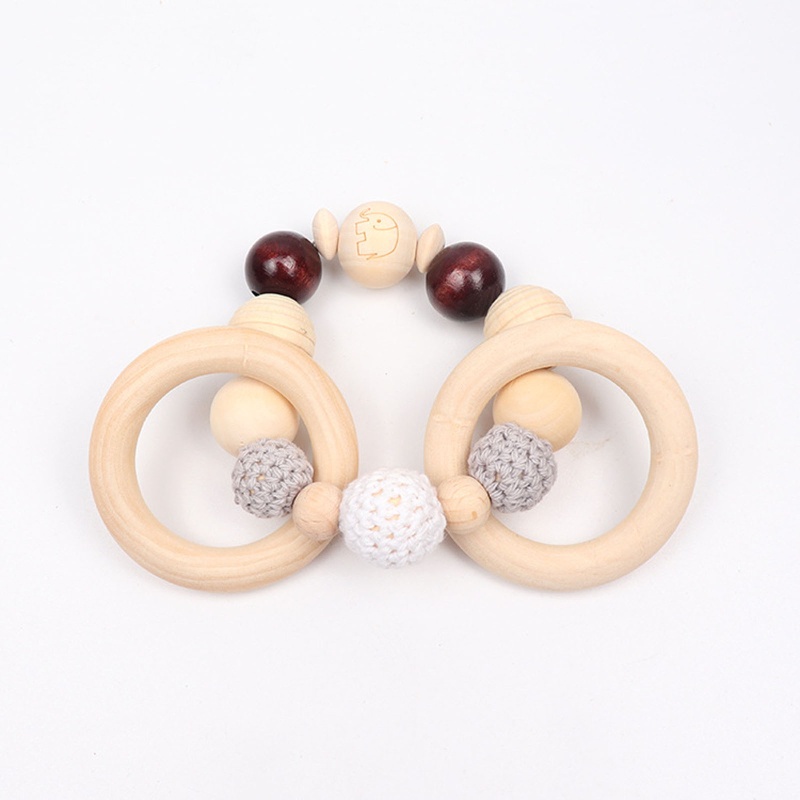 Set 3 Vòng Đeo Tay / Núm Vú Giả / Kẹp Lục Lạc Hình Chú Voi Cho Bé Sơ Sinh Mọc Răng