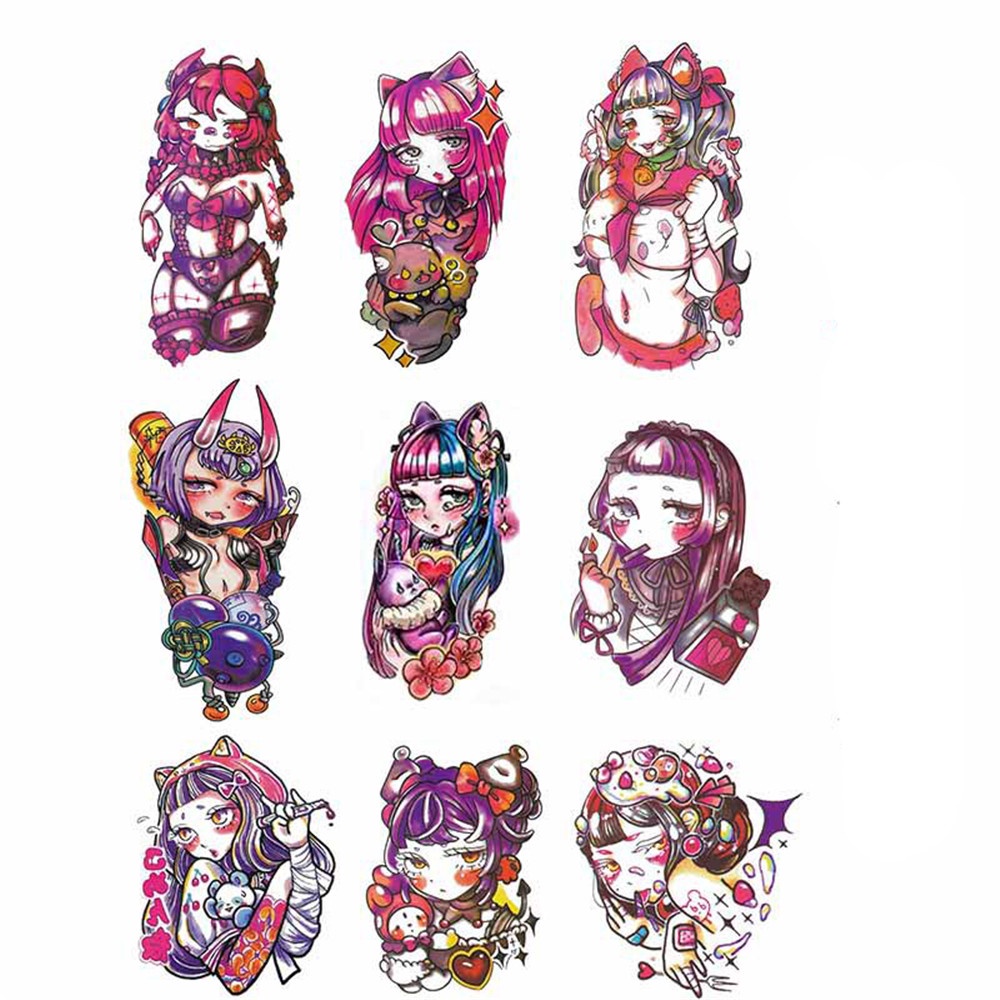 Set 9 Tấm Hình Xăm Dán Họa Tiết Cô Gái Harley Quinn Hoạt Hình Ngọt Ngào Siêu Bền Cho Nam Và Nữ