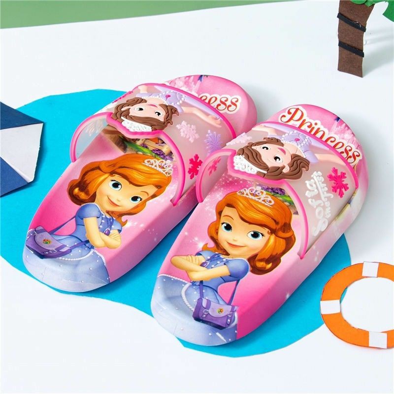 Dép quai ngang cho bé gái công chúa Sofia Elsa siêu nhẹ đế mềm chống trượt họa tiết hoạt hình xinh xắn cho bé