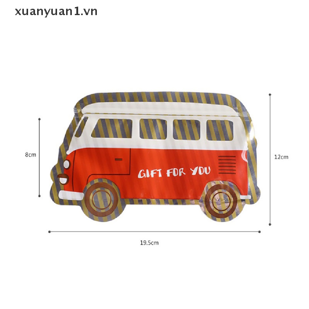 Set 10 Túi Zip Đựng Quà Sinh Nhật Cho Bé Hình Xe Buýt