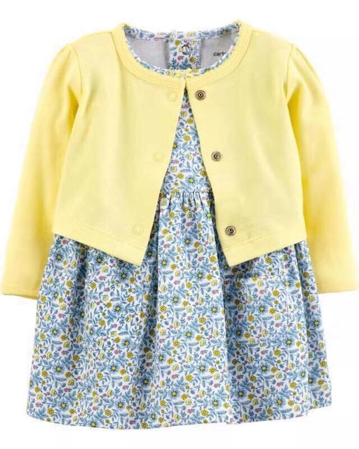 Set đầm kèm chip + áo khoác lửng cho bé gái