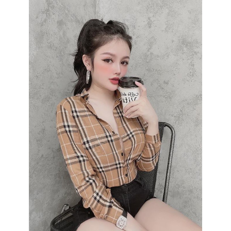 Áo sơ mi kẻ thô dài tay hàng đẹp