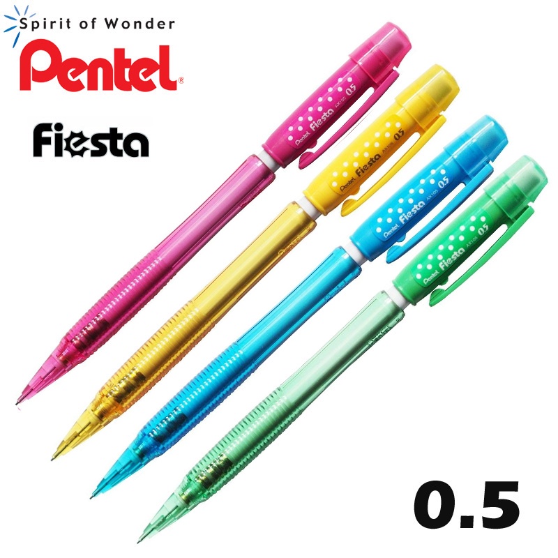 Bút Chì Kim Pentel Fiesta AX105C Ngòi 0.5mm | Thiết Kế Hiện Đại | Trang Bị Đầu tẩy | 4 Màu Vỏ