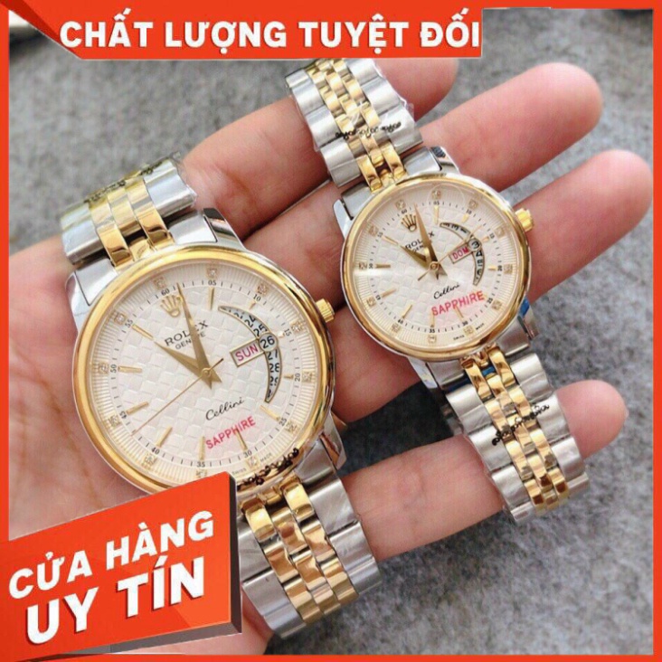 Đồng Hồ Cặp Đôi RoLex Sapphire R032 Mặt trăng khuyết Máy Pin Nhật Chống xước Tuyệt Đối