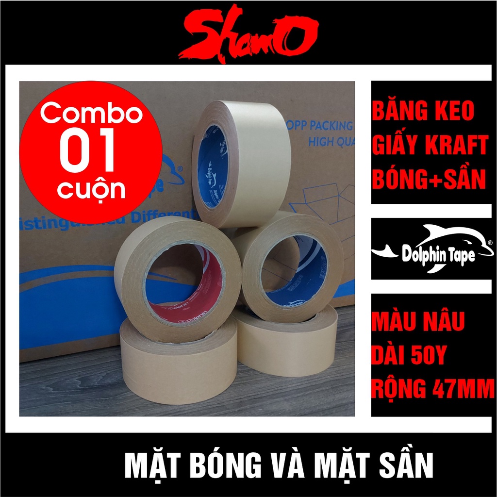 Băng keo Kraft (47mm x 50Y) – Băng dính giấy da bò – Tự phân hủy thân thiện với môi trường – Đóng gói hàng hóa