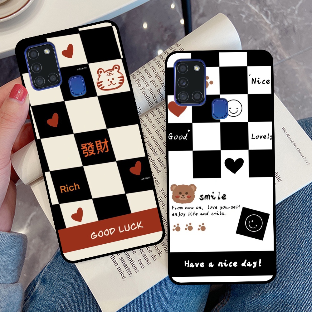 Ốp lưng Samsung A21s - M21 - M30s in hình sọc caro, họa tiết đen trắng dễ thương