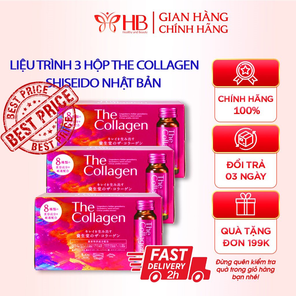 Nước uống đẹp da The Collagen Shiseido Nhật Bản - Liệu trình 3 hộp 30 lọ 1 tháng