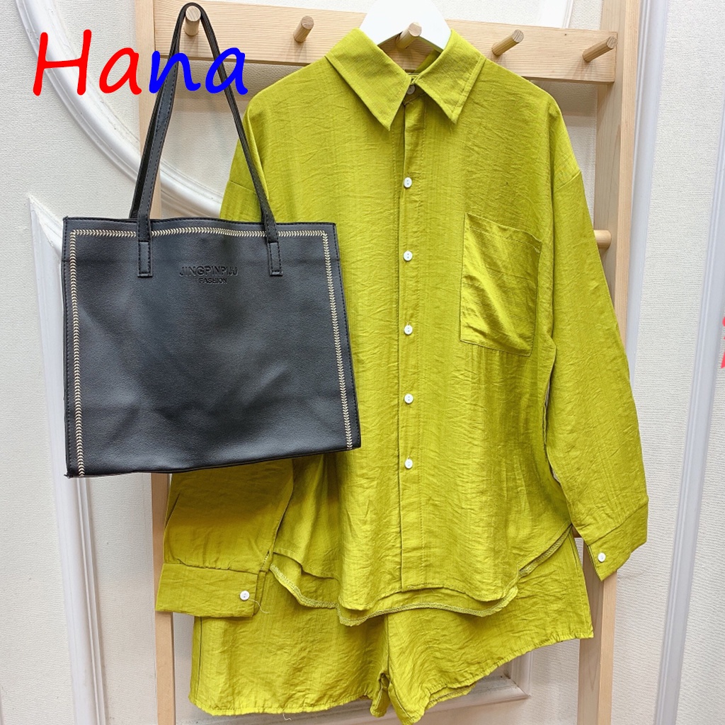 Set somi nữ tay dài form rộng + short trendy năng động - Hana18