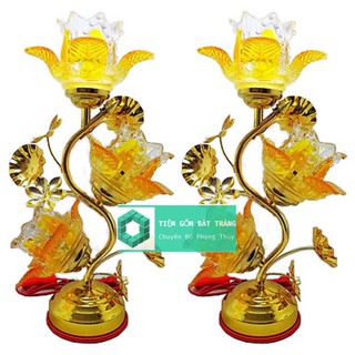 Đèn Thờ Pha Lê 3 Ngọn Cao 35cm-55cm gồm 2 đèn