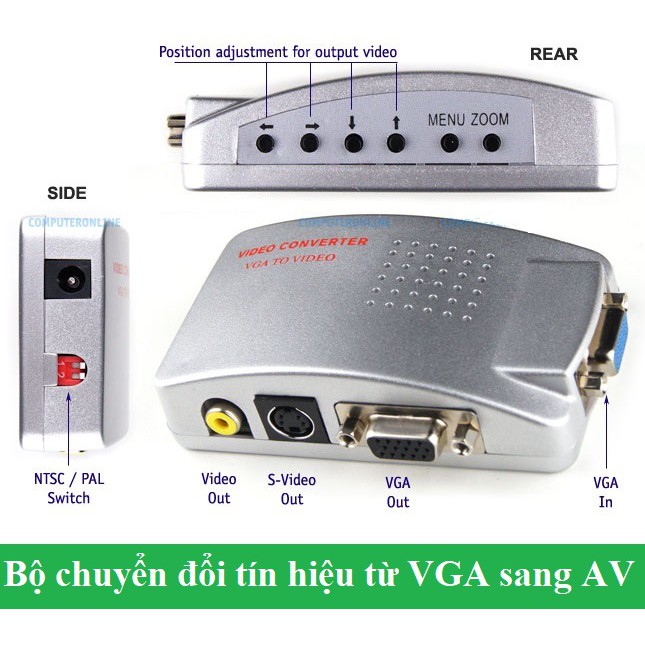 Hộp chuyển đổi tín hiệu từ VGA sang SVIDEO - AV (Trắng)