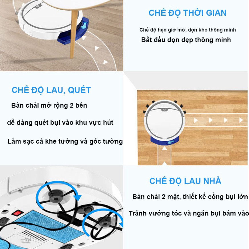 Hút Bụi Lau Nhà Thông Minh RS300 - Điều Khiển Từ Xa, Lực Hút Mạnh 2800pa, Lập Trình Đường Đi. Bảo Hành 12T