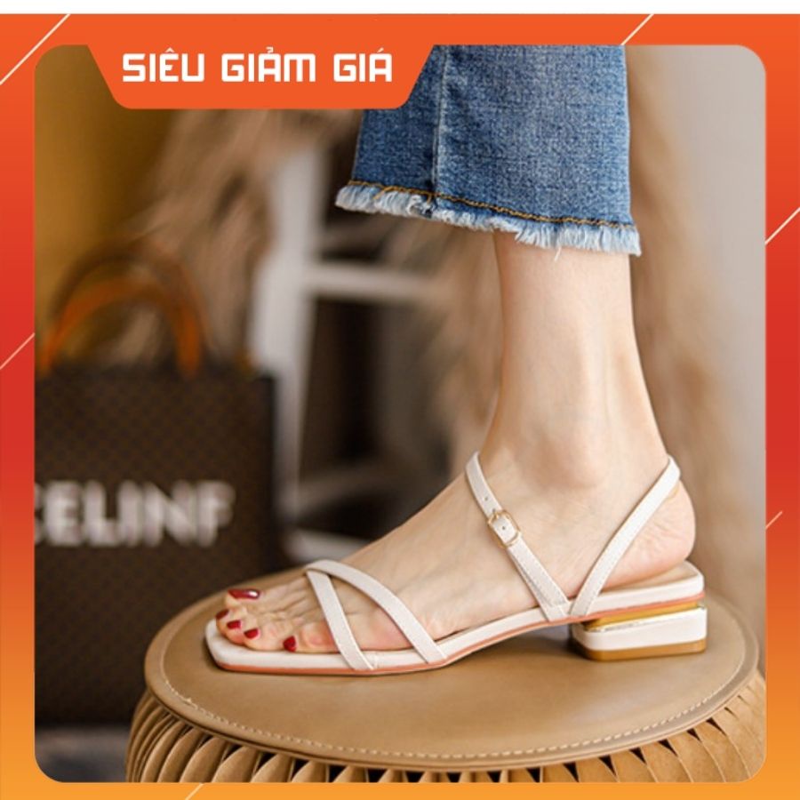 Sandal Cao Gót Nữ Quai Mảnh Đế Bằng Gót Vuông 3cm Mũi Vuông Thời Trang-tiemgiaydazzling DA732