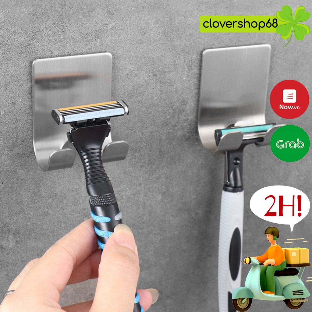 Móc Dán INOX đỡ dao cạo chống han gỉ - Giá đỡ dán nhà vệ sinh đa năng thông minh Clovershop68