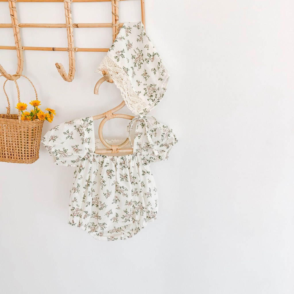 Bộ đồ liền thân hoa nhí vintage bé gái Bộ đồ liền thân dễ thương xinh xắn cute đáng yêu