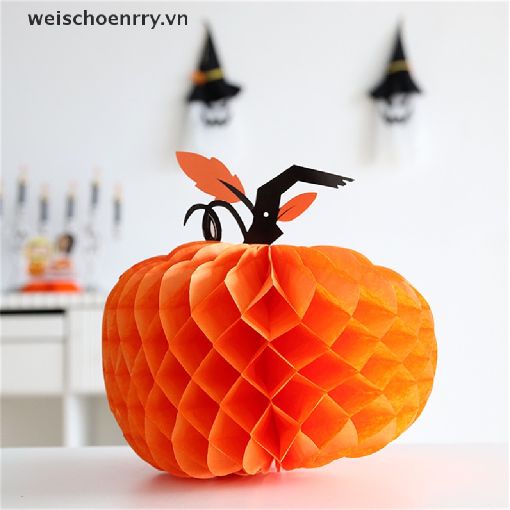 Lồng Đèn Giấy Họa Tiết Tổ Ong / Dơi / Bí Ngô Trang Trí Tiệc Halloween