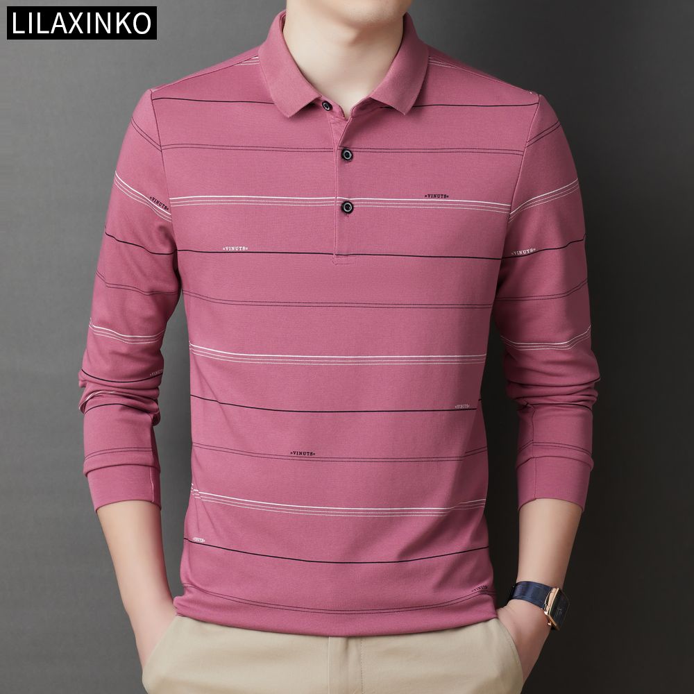 Áo Thun Polo Cotton Tay Dài Kẻ Sọc 5 Màu Thời Trang Thu Đông Cho Nam