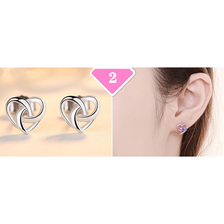 S925 Hoa Tai Mạ Bạc Hình Cỏ Ba Lá Đính Đá Thời Trang Cho Nữ Nhiều Màu