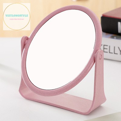 Gương Để Bàn Trang Điểm Cầm Tay Di Động Xoay 2 Mặt 180 độ