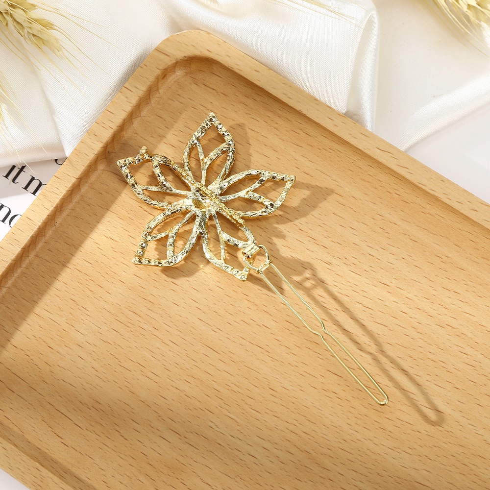 Haimeikang Set 2 cái kẹp tóc mặt hình hoa đính hạt đá kim cương thời trang dành cho nữ