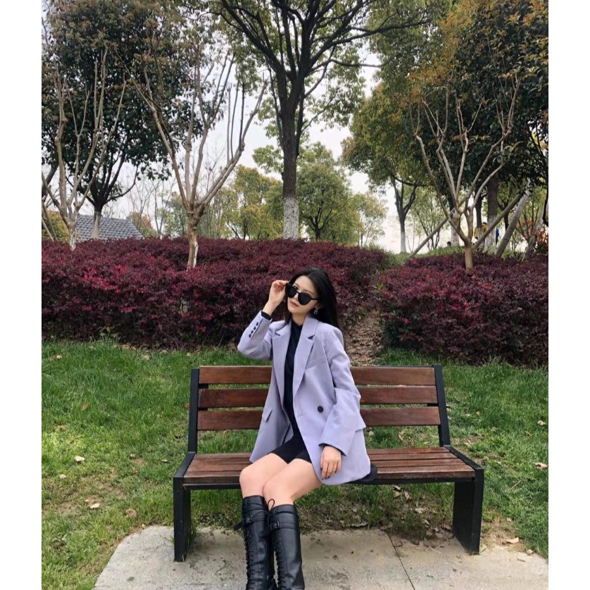 [ORDER] Áo blazer form rộng màu tím kèm 2 cúc - Có ảnh thật | BigBuy360 - bigbuy360.vn