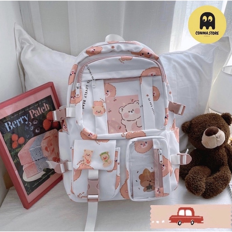 Balo thời trang đi học 2 túi trong hình mặt gấu 🌵🌈 HÀNG CÓ SẴN 🍊 | BigBuy360 - bigbuy360.vn
