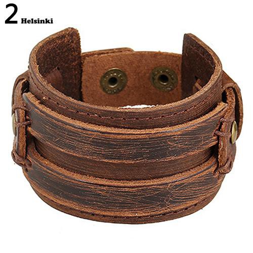 Vòng Đeo Tay Giả Da Bản Rộng Phong Cách Punk Thời Trang Cho Nữ