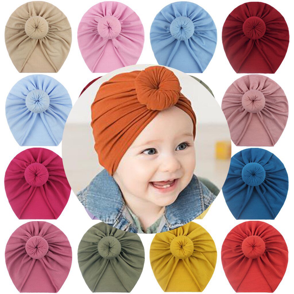 Mũ turban tròn phong cách Ấn Độ duyên dáng, cotton mềm mại cho bé yêu
