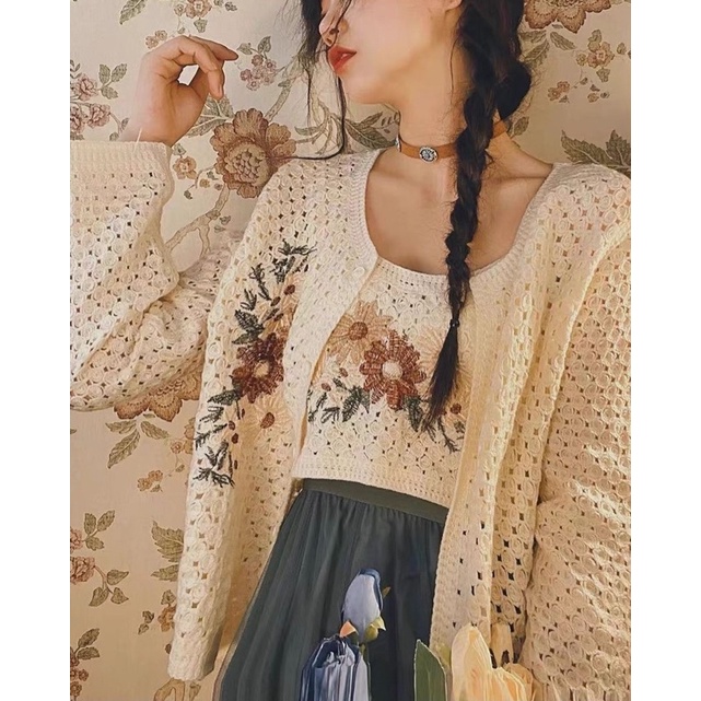 Set len vintage hoa thêu nổi - Dreamynt